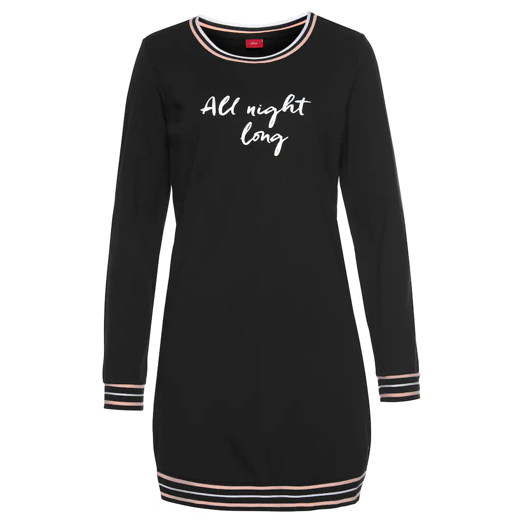 S.Oliver Nachthemd Mit Rippstrickbündchen ▷ Für