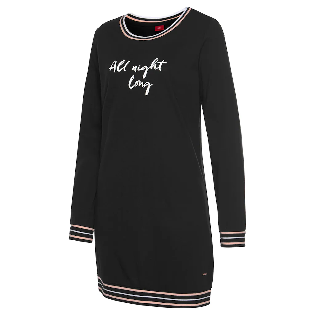 S.Oliver Nachthemd Mit Rippstrickbündchen ▷ Für