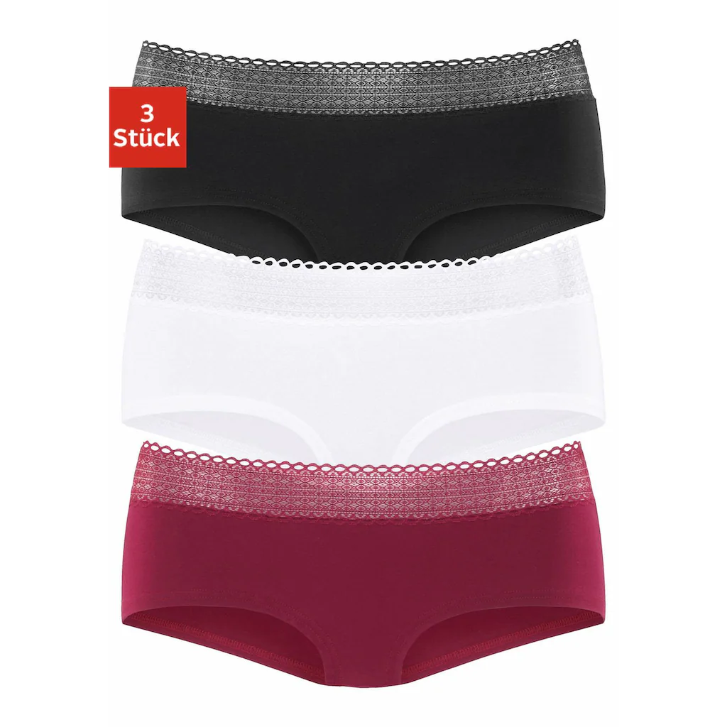 s.Oliver Panty (3er-Pack) aus elastischer Baumwoll-Qualität mit grafischer Spitze