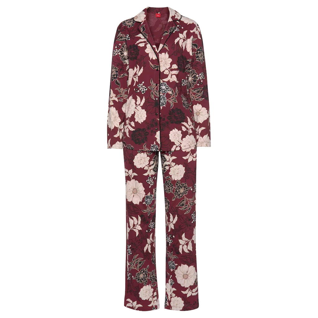 S.Oliver Pyjama (2 Tlg.) In Klassischer Form Mit Blumenmuster Bestellen