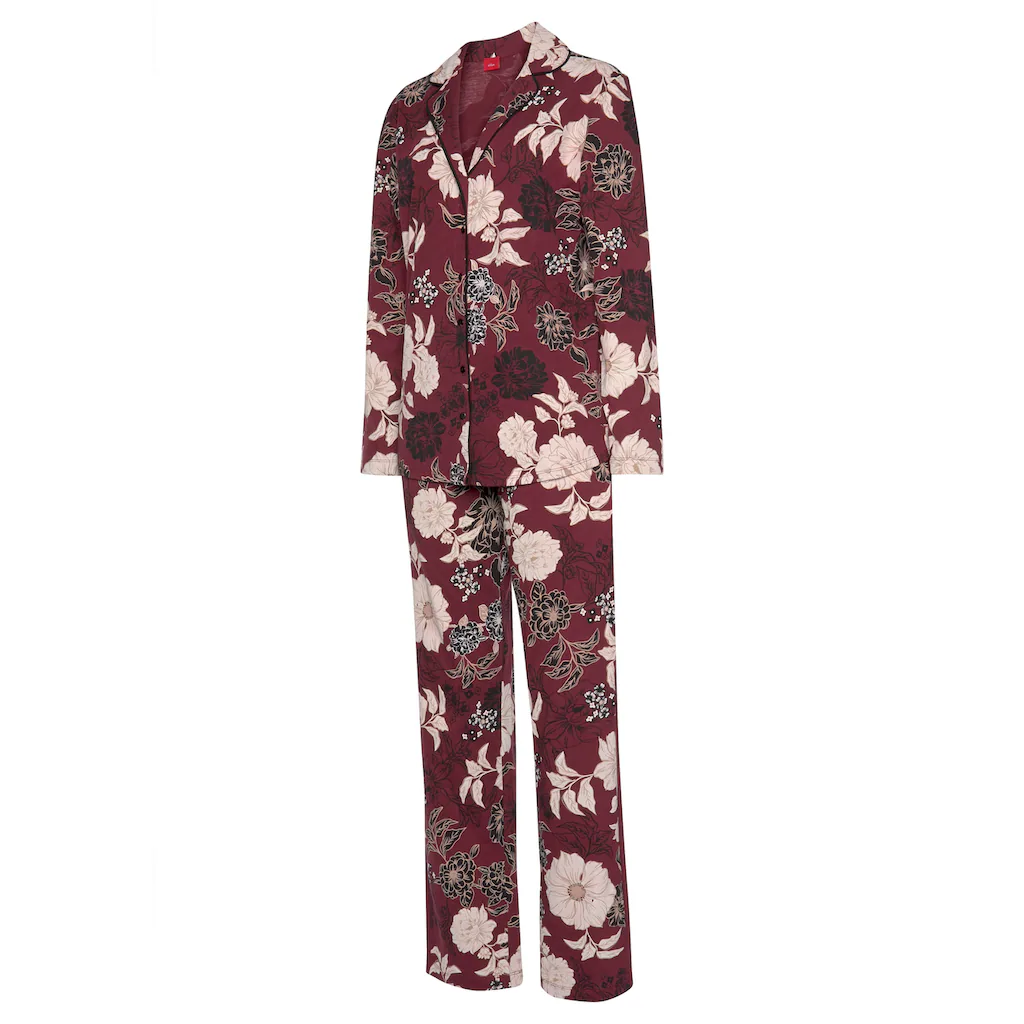 S.Oliver Pyjama (2 Tlg.) In Klassischer Form Mit Blumenmuster Bestellen