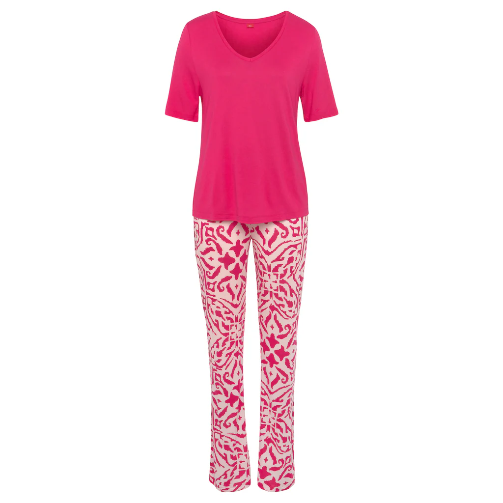S.Oliver Pyjama (2 Tlg.) Mit Floralem Ethno-Muster Online Bestellen