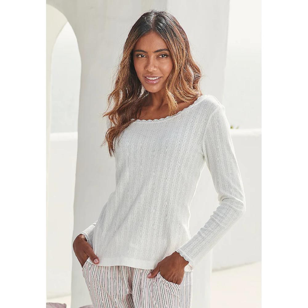 s.Oliver Pyjamaoberteil aus Ajour-Strick bestellen