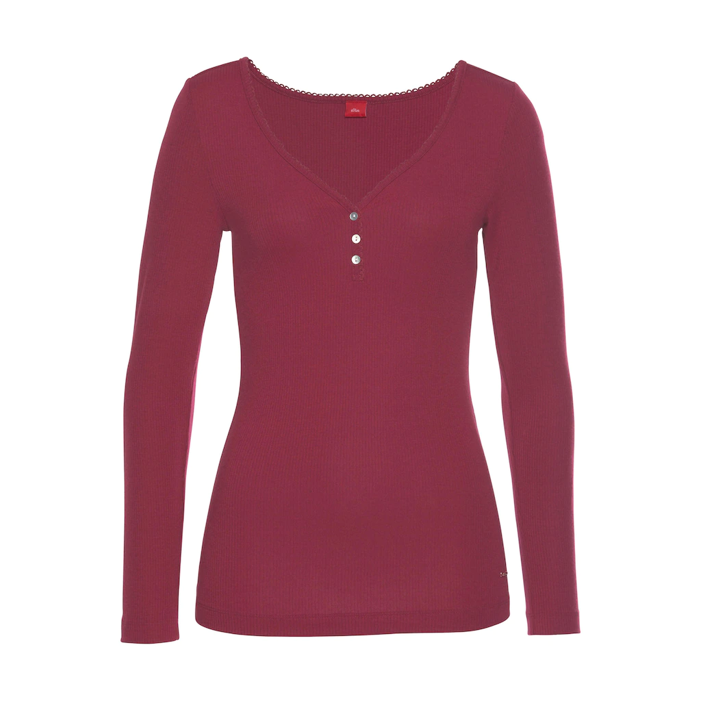 S.Oliver Pyjamaoberteil Aus Geripptem Stoff Mit Zier-Knopfleiste Online Bestellen