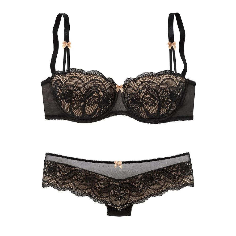 S.Oliver Set: Schalen-BH (Set 2 Tlg. Mit Low Waist Panty) Mit Feiner Blumiger Spitze Und Zarten Zierschleifen Sexy Dessous ▷ Für