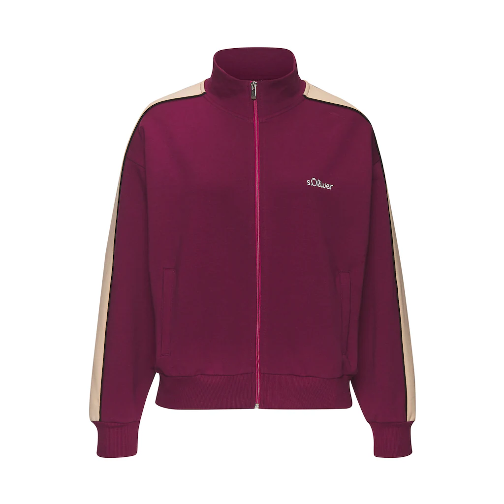 S.Oliver Sweatjacke Mit Reißverschluss Und Kontrast Einsätzen Loungewear