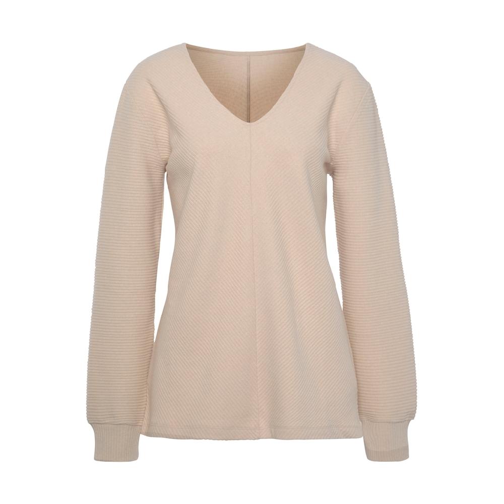 S.Oliver Sweatshirt Langarmshirt Mit V-Ausschnitt Und Weiche Rippbündchen Loungewear