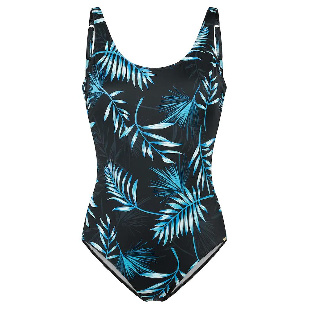 Schiesser Badeanzug »Aqua« Mit Palmenblattmuster Sportive Passform