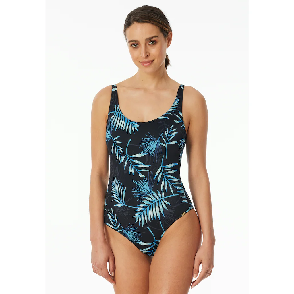 Schiesser Badeanzug »Aqua« mit Palmenblattmuster sportive Passform