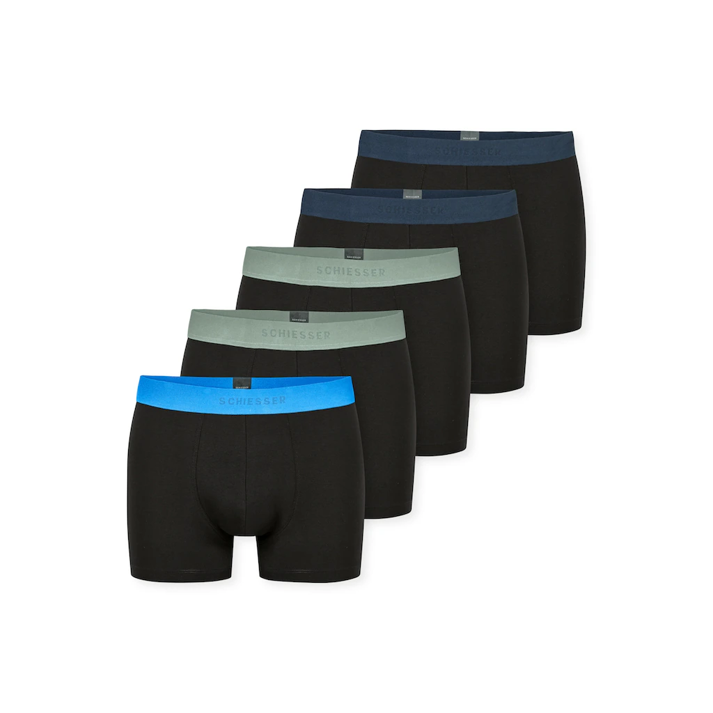 Schiesser Boxershorts »"95/5"« (5er Pack) farblich abgesetzter sportlicher Logo-Webgummibund ▷ für
