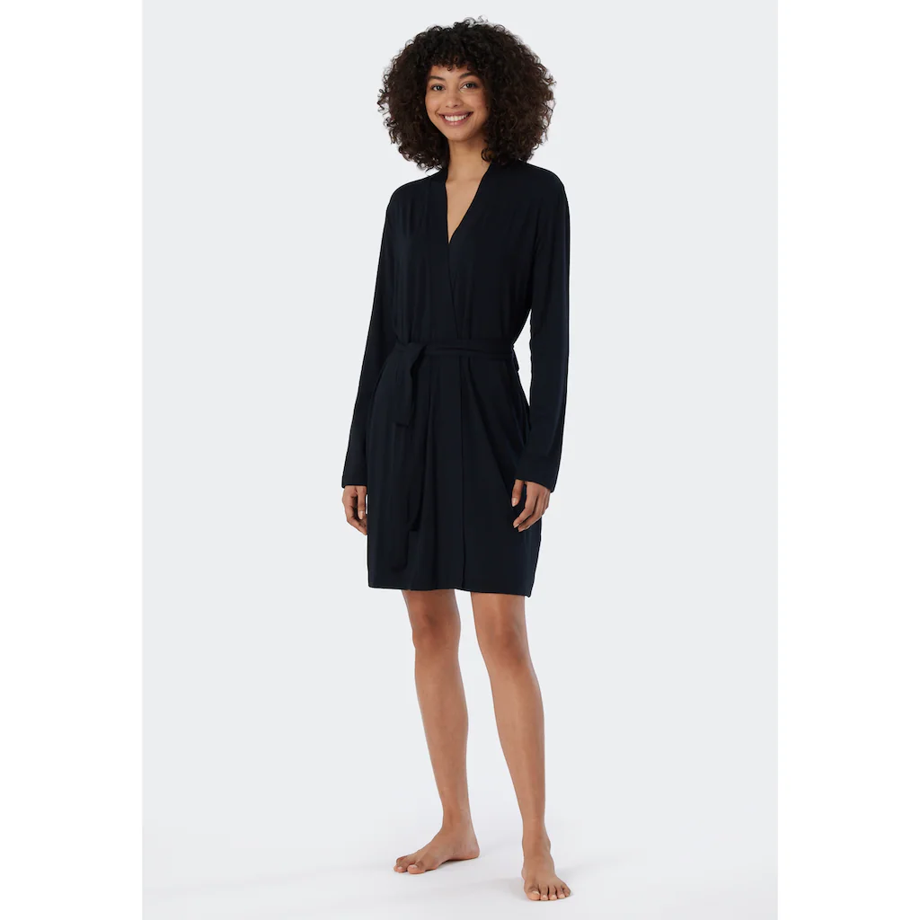 Schiesser Morgenmantel »"Essentials"« in Kimono-Schnittform mit dezentem Glanz online kaufen