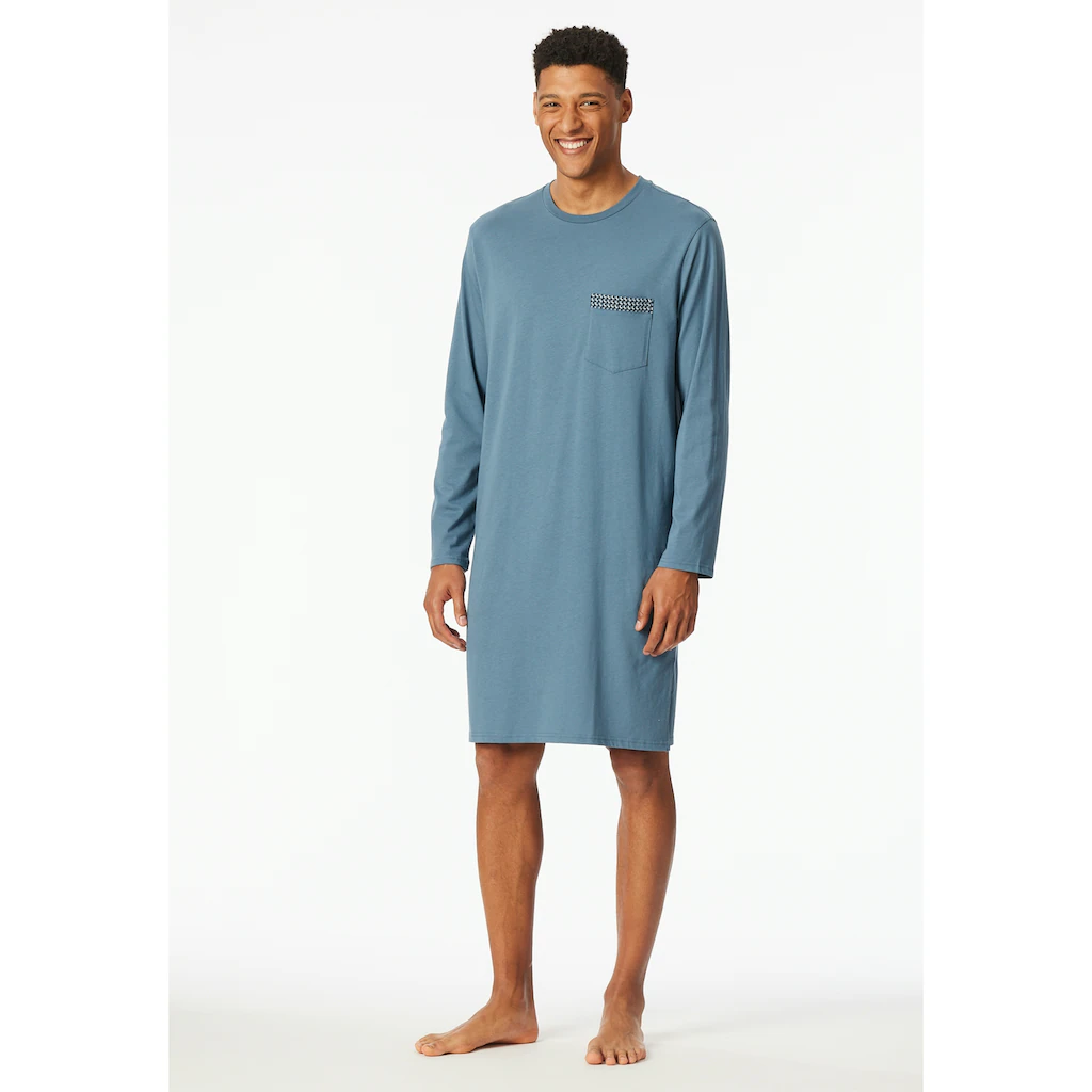 Schiesser Nachthemd »"Comfort Nightwear"« Brusttasche mit gemustertem Saum