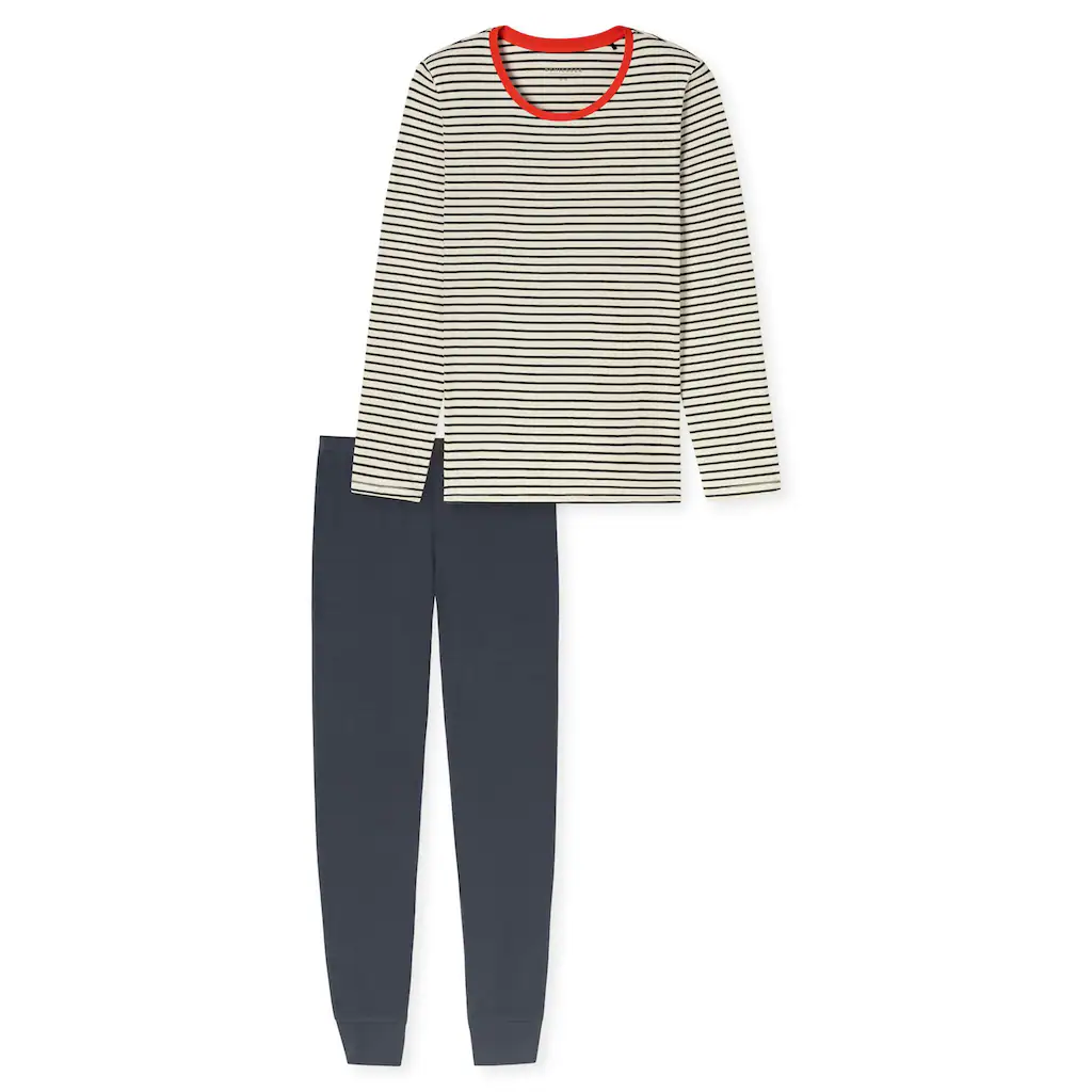 Schiesser Pyjama »"Casual Essentials"« (2 Tlg.) Mit Eingefasster Runder Halsausschnitt Online Kaufen