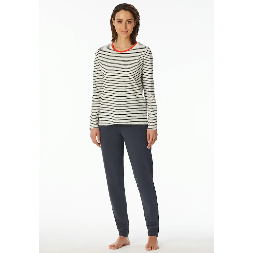 Schiesser Pyjama »"Casual Essentials"« (2 tlg.) mit eingefasster runder Halsausschnitt online kaufen