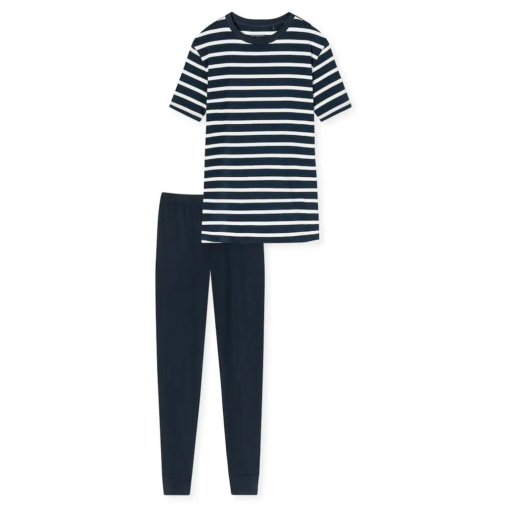 Schiesser Schlafanzug »"Casual Essentials"« (2 Tlg.) Mit Längerem Schnitt Und Modischen Streifen Online Kaufen