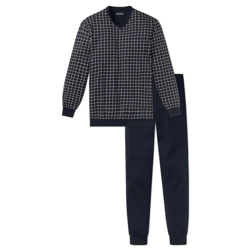 Schiesser Schlafanzug »"Dark Sapphire"« (2 Tlg.) Mit Klassischem Karo-Muster Online Kaufen