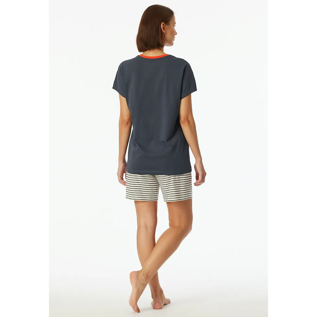 Schiesser Shorty »"Casual Essentials"« (2 Tlg.) Mit Unifarbenem Shirt Und Gestreifter Hose Online Kaufen