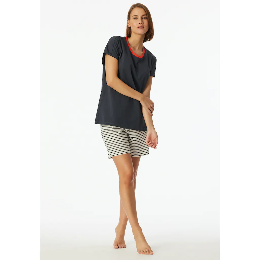 Schiesser Shorty »"Casual Essentials"« (2 tlg.) mit unifarbenem Shirt und gestreifter Hose online kaufen