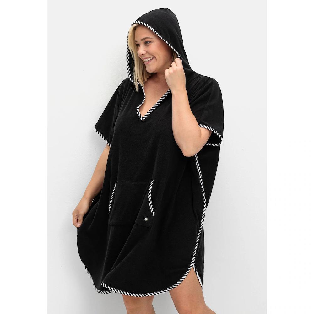 Sheego Bademantel »Große Größen« In Ponchoform Aus Leichtem Frottee