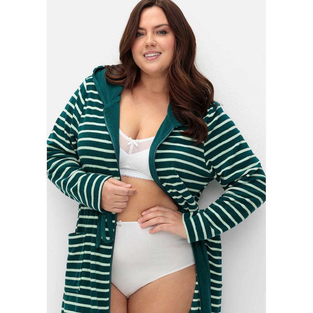 Sheego Bademantel »Große Größen« Mit Kapuze Und Reißverschluss