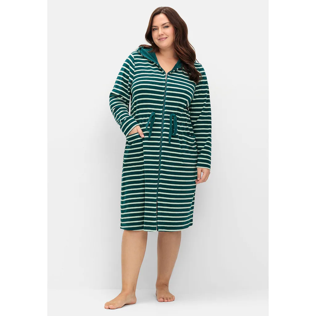 Sheego Bademantel »Große Größen« mit Kapuze und Reißverschluss
