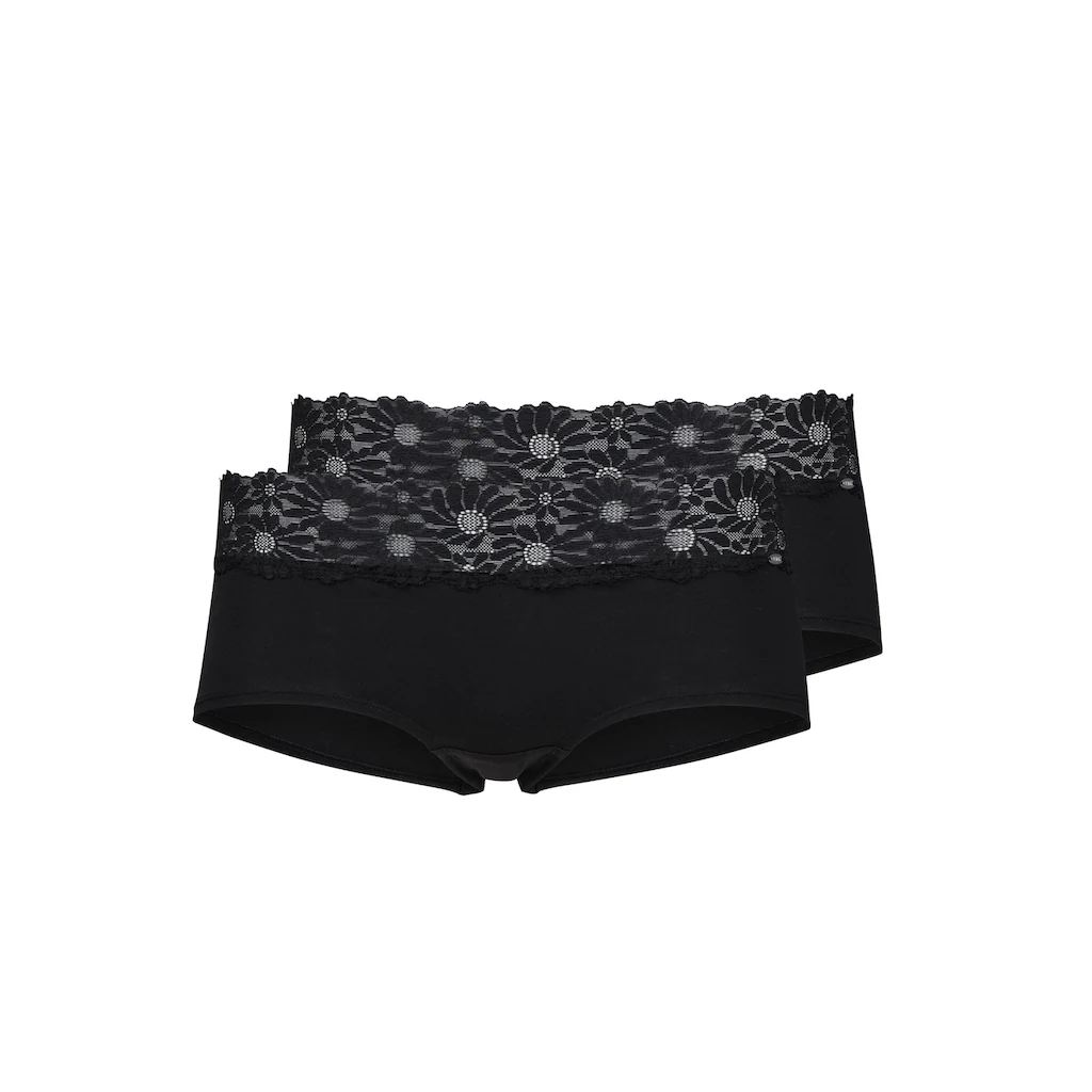 Skiny Hipster »Cotton Lace Essentials« (2er Pack) Schöne Spitze um den Bund verlaufend