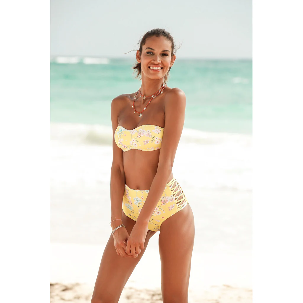 Sunseeker Highwaist-Bikini-Hose »Ditsy« mit Häkelkante und seitlichen Zierbändern online bestellen