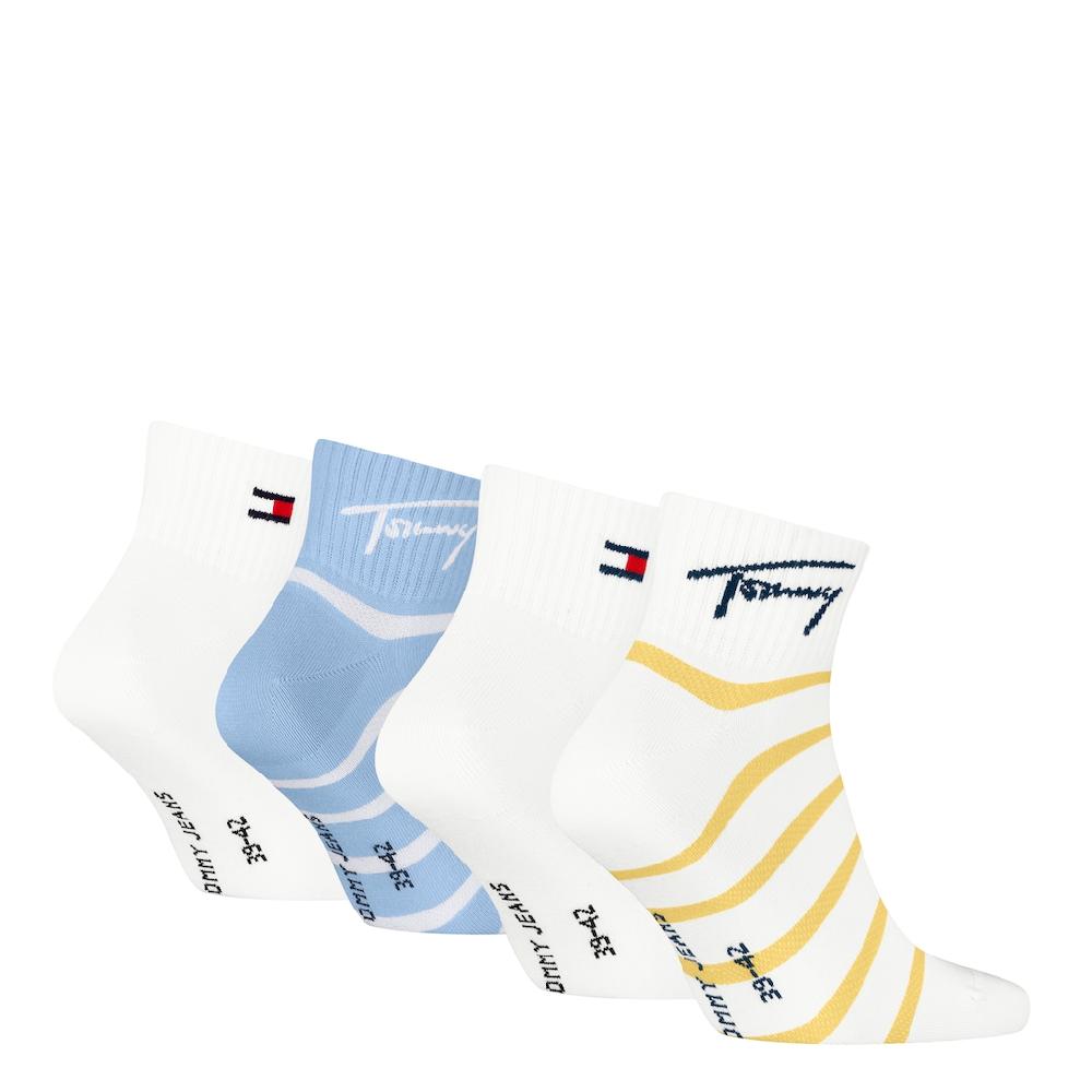Tommy Hilfiger Socken »TH UNI TJ QUARTER 4P BRETON ECOM« (4 Paar) Mit Dynamischem Streifenmuster