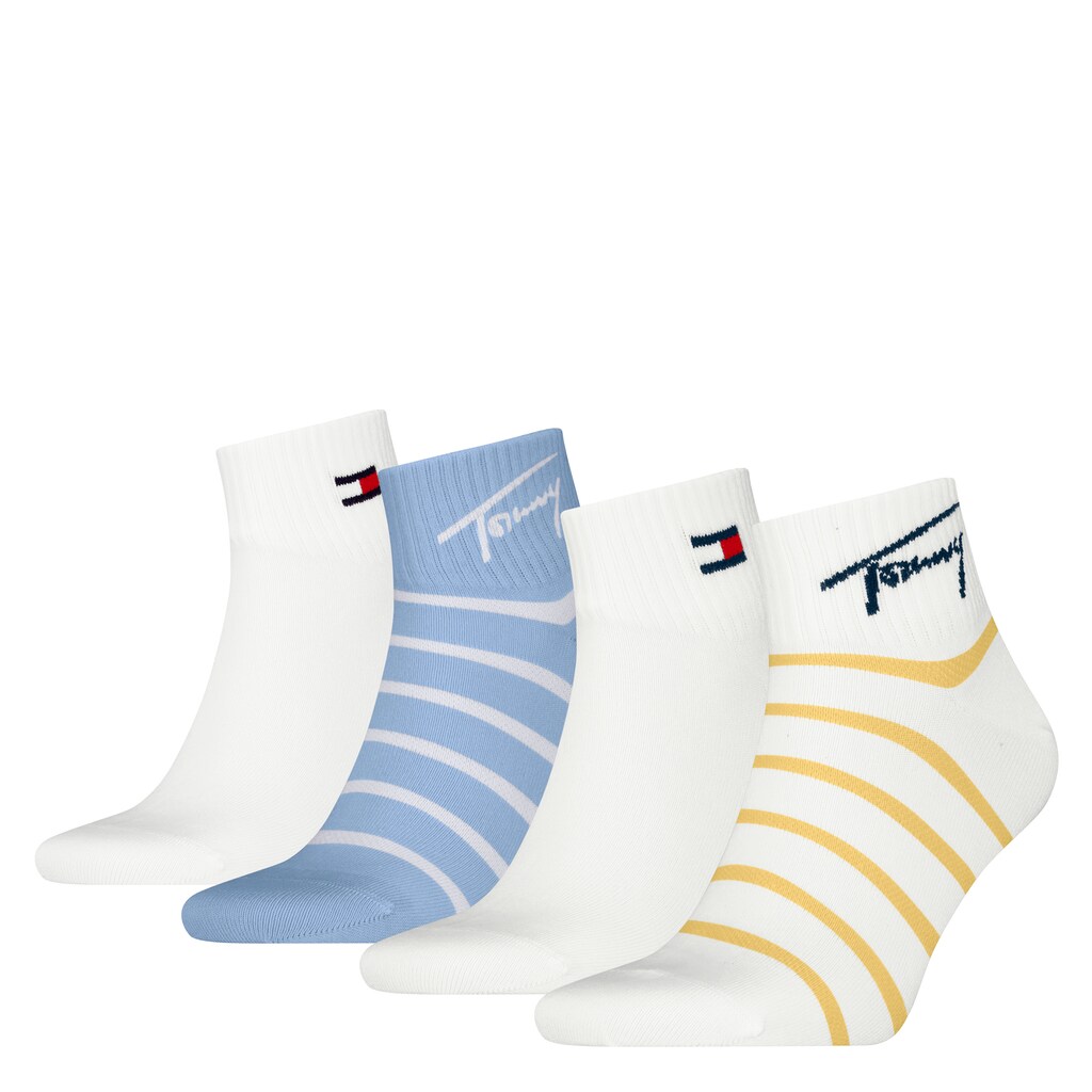Tommy Hilfiger Socken »TH UNI TJ QUARTER 4P BRETON ECOM« (4 Paar) mit dynamischem Streifenmuster