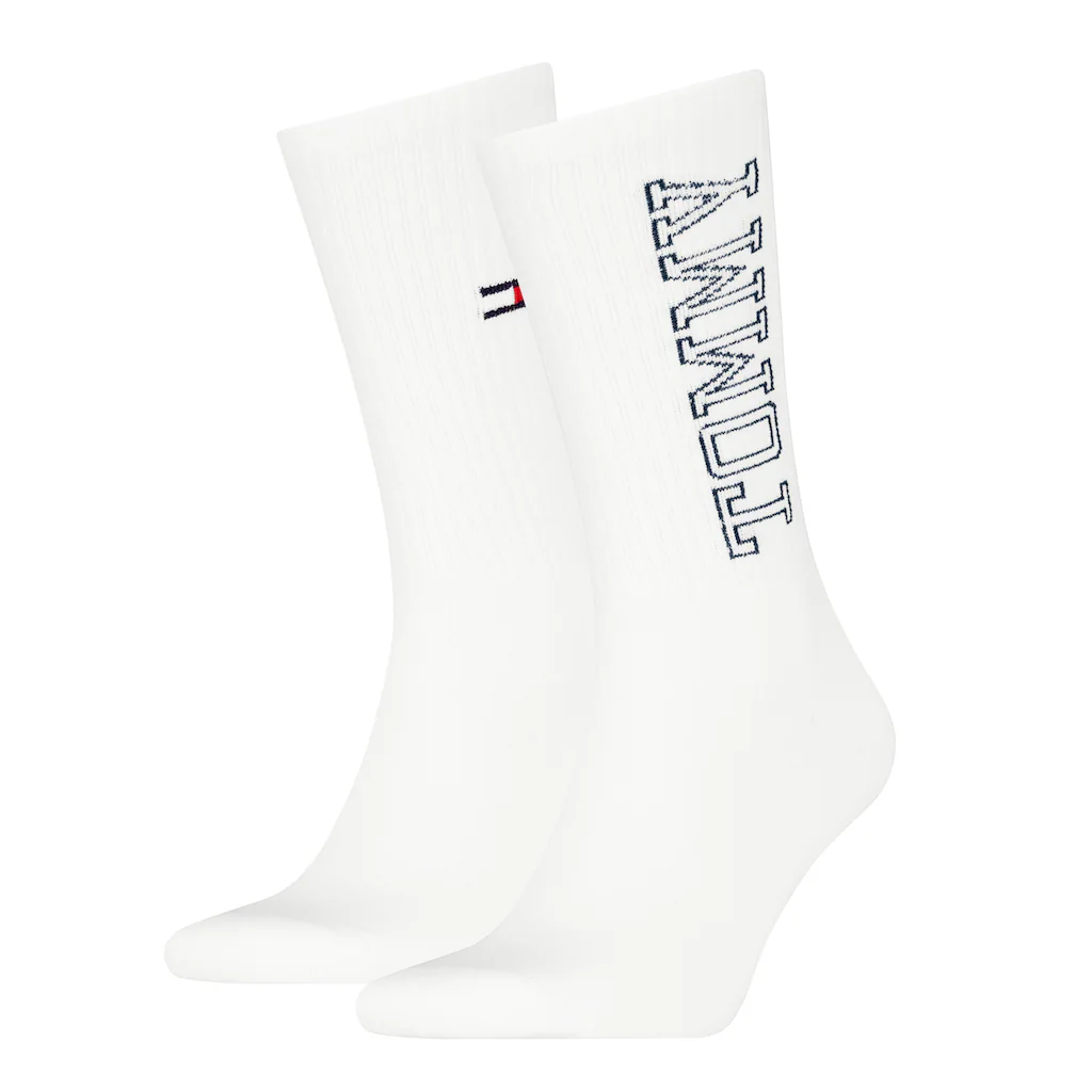 Tommy Hilfiger Socken »TH UNI TJ SOCK 2P TOMMY« (2 Paar) mit auffälligem Schriftzug-Design
