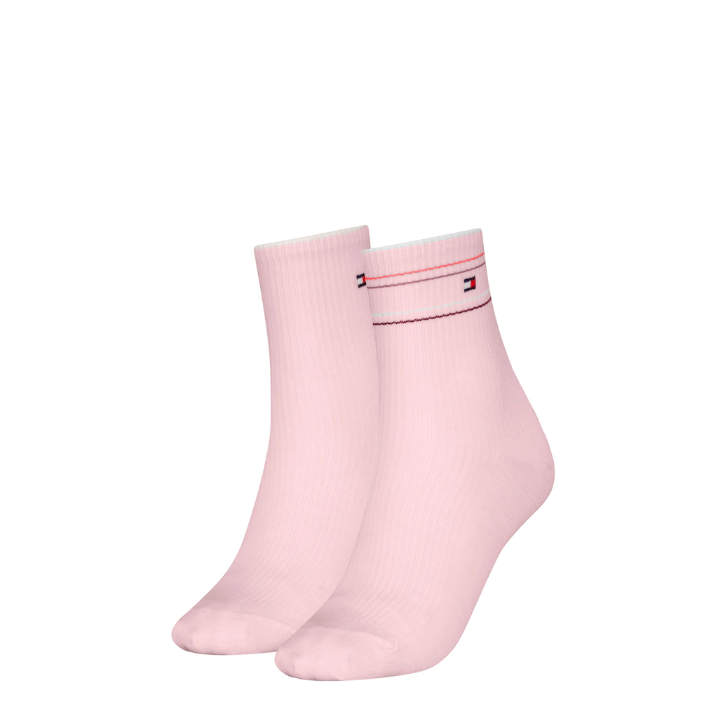 Tommy Hilfiger Socken »TH WOMEN SHORT SOCK 2P RIB SHINE« (2 Paar) mit feinem Linienakzent