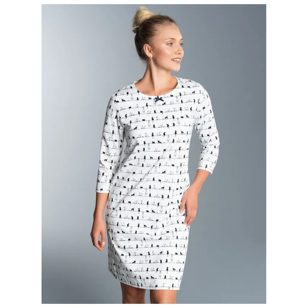 Trigema Nachthemd »TRIGEMA 3/4 Arm Nachthemd mit Katzenmotiv« (1 tlg.) ▷ für