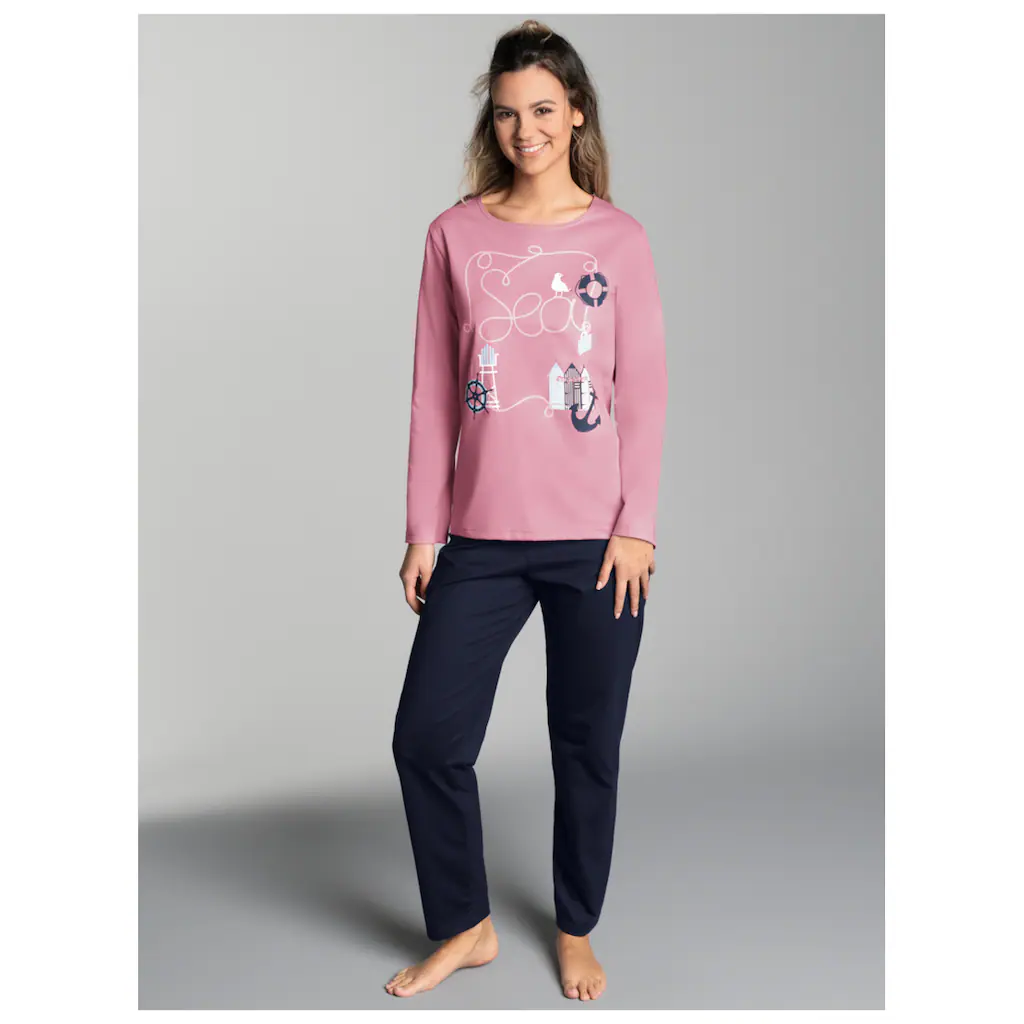 Trigema Schlafanzug »TRIGEMA Pyjama mit maritimem Print« (1 tlg.) bestellen