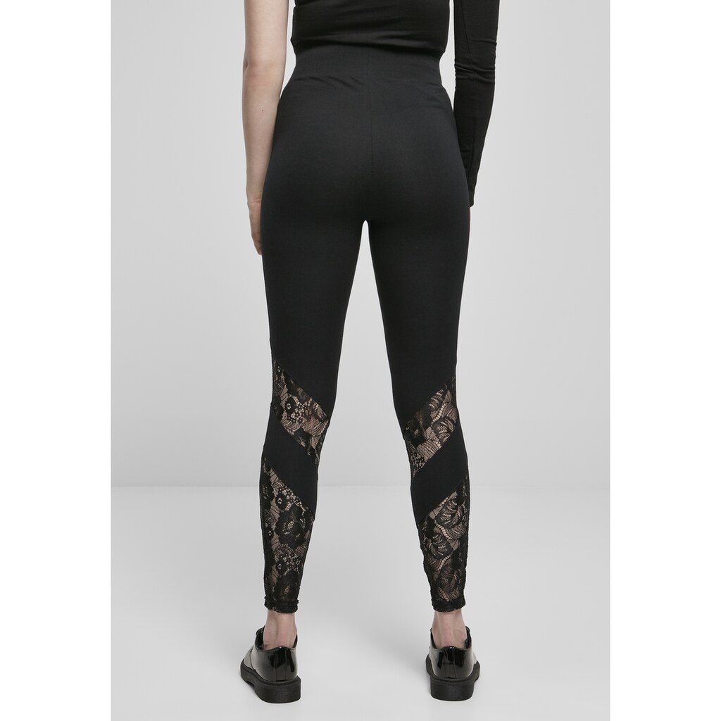 URBAN CLASSICS Leggings »Urban Classics Damen Ladies Highwaist Lace Inset Leggings« (1 Tlg.)