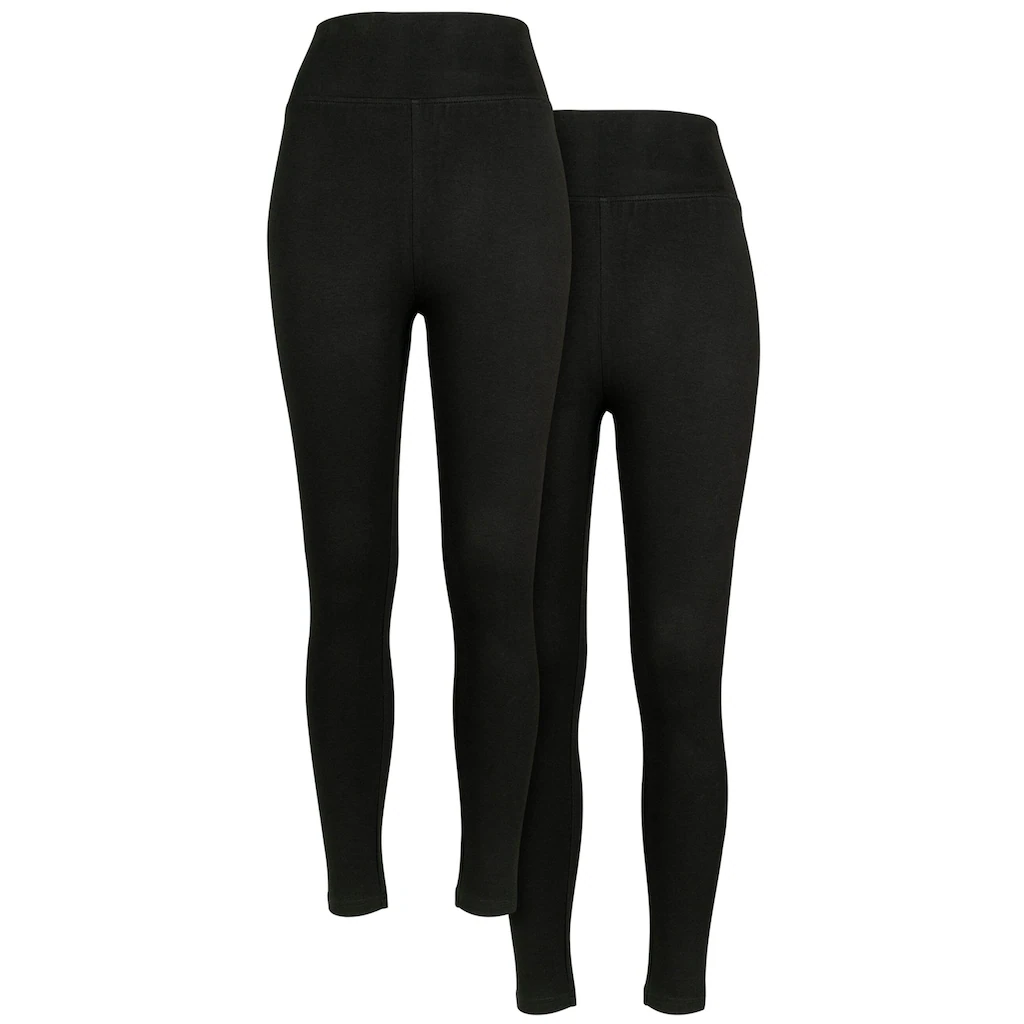 URBAN CLASSICS Leggings »Urban Classics Damen Ladies High Waist Jersey Leggings 2-Pack« (1 tlg.)