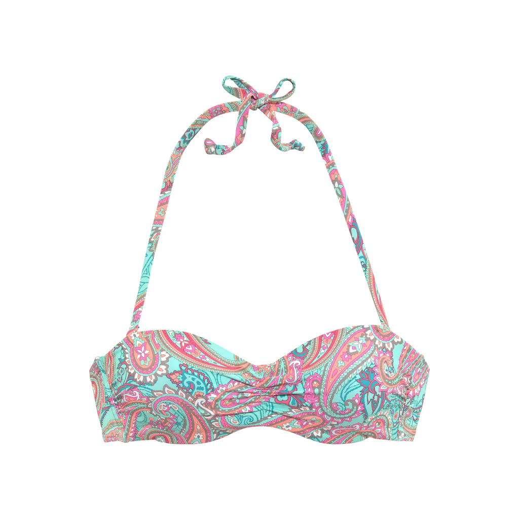 Venice Beach Bügel-Bandeau-Bikini-Top »Paislee« Bedruckt Wattierte Cups Seitliche Stäbchen Abnehmbare Träger Kaufen