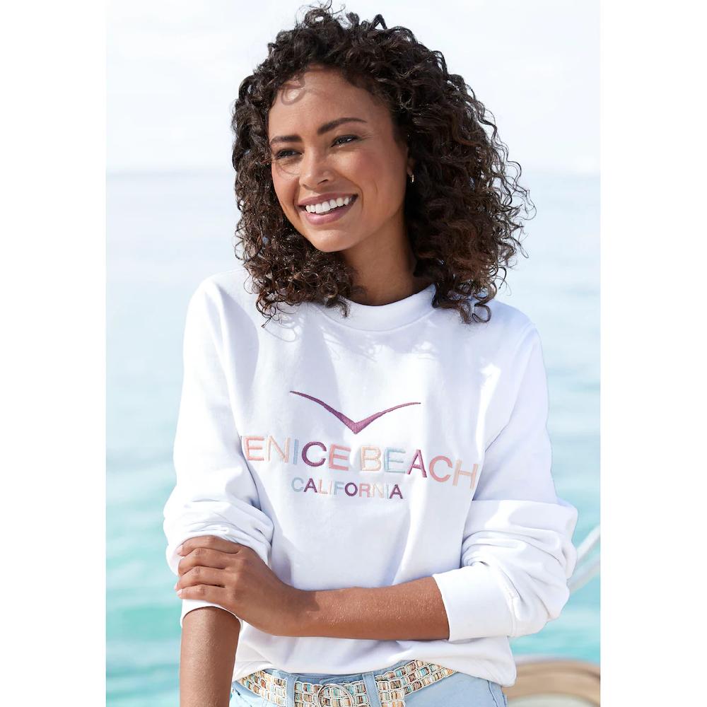 Venice Beach Sweatshirt mit großer Logostickerei sportlich-casual