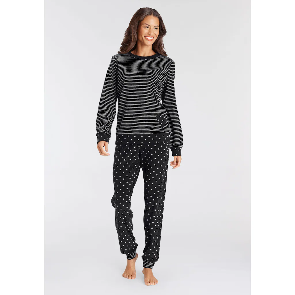 Vivance Dreams Pyjama (2 tlg.) aus weichem Frottée mit Streifen und Herzen online kaufen