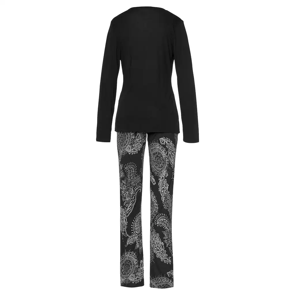 Vivance Dreams Pyjama (2 Tlg.) Im Schwarz-weißen Paisley-Dessin ▷ Für