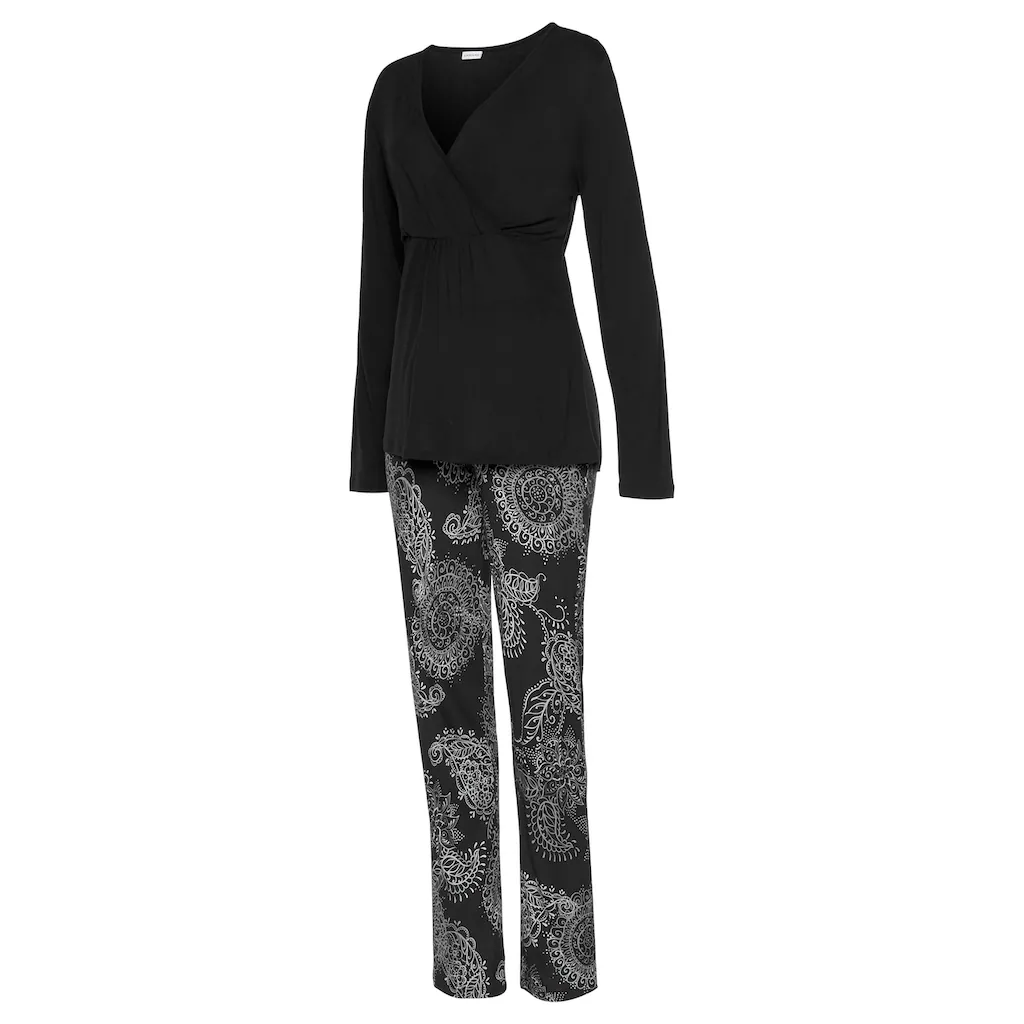 Vivance Dreams Pyjama (2 Tlg.) Im Schwarz-weißen Paisley-Dessin ▷ Für