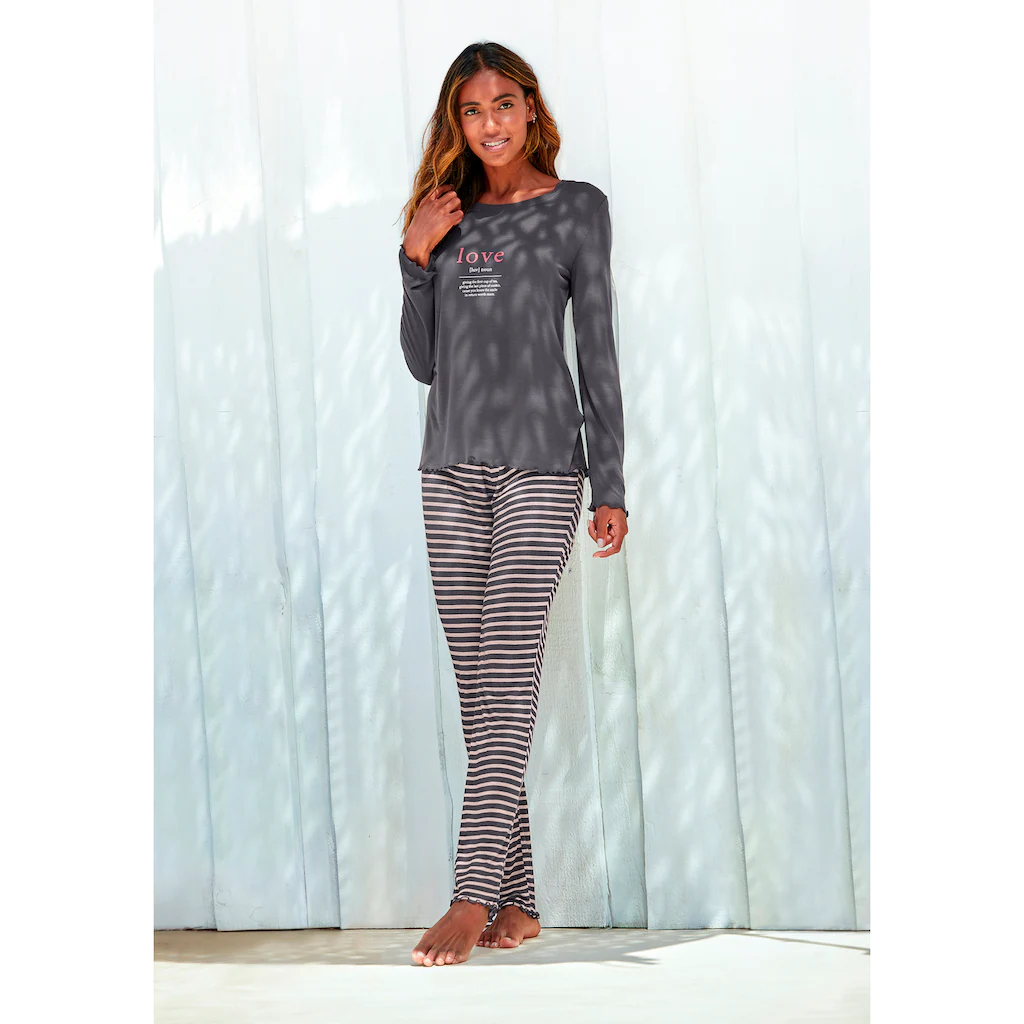 Vivance Dreams Pyjama (2 tlg.) mit Kräuselsäumen kaufen