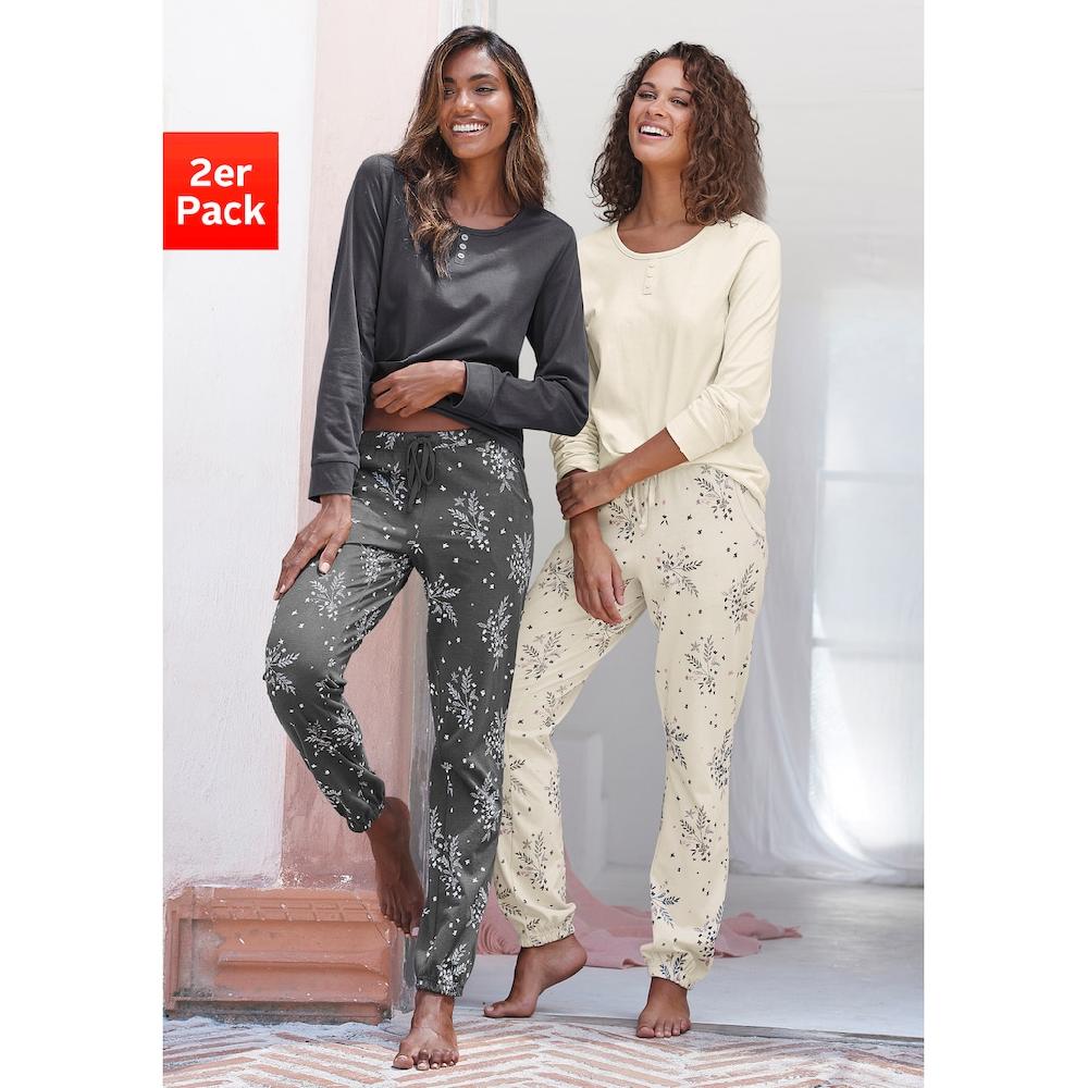 Vivance Dreams Pyjama (4 tlg. 2 Stück) mit feinen Blumenzweigen online kaufen