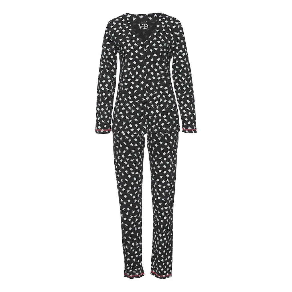 Vivance Dreams Pyjama (4 Tlg. 2 Stück) Mit Großen Punkten Und Sternen ▷ Für