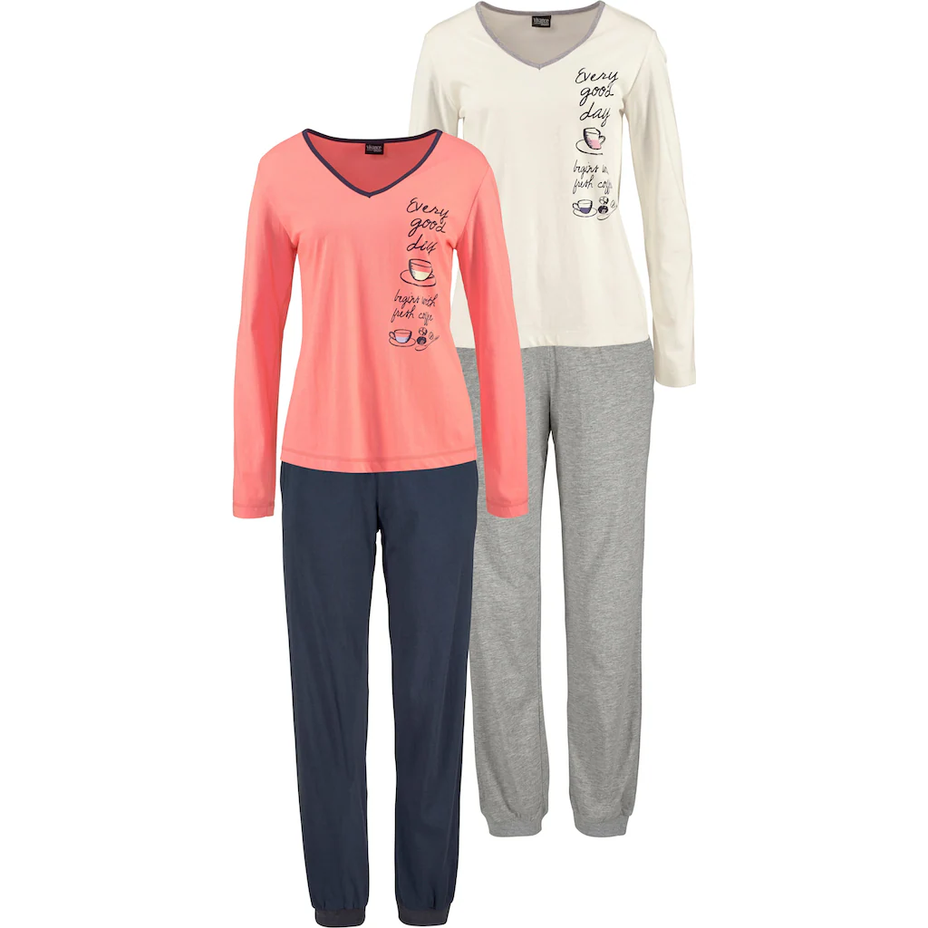Vivance Dreams Pyjama (4 Tlg. 2 Stück) Mit Seitlichem Print ▷ Für