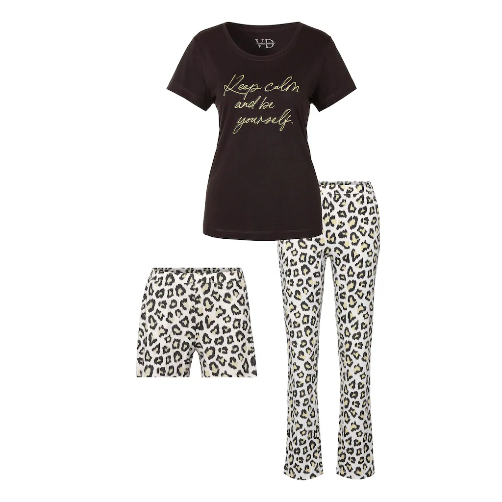 Vivance Dreams Pyjama (Packung 3 Teilig) Mit Leo-Print