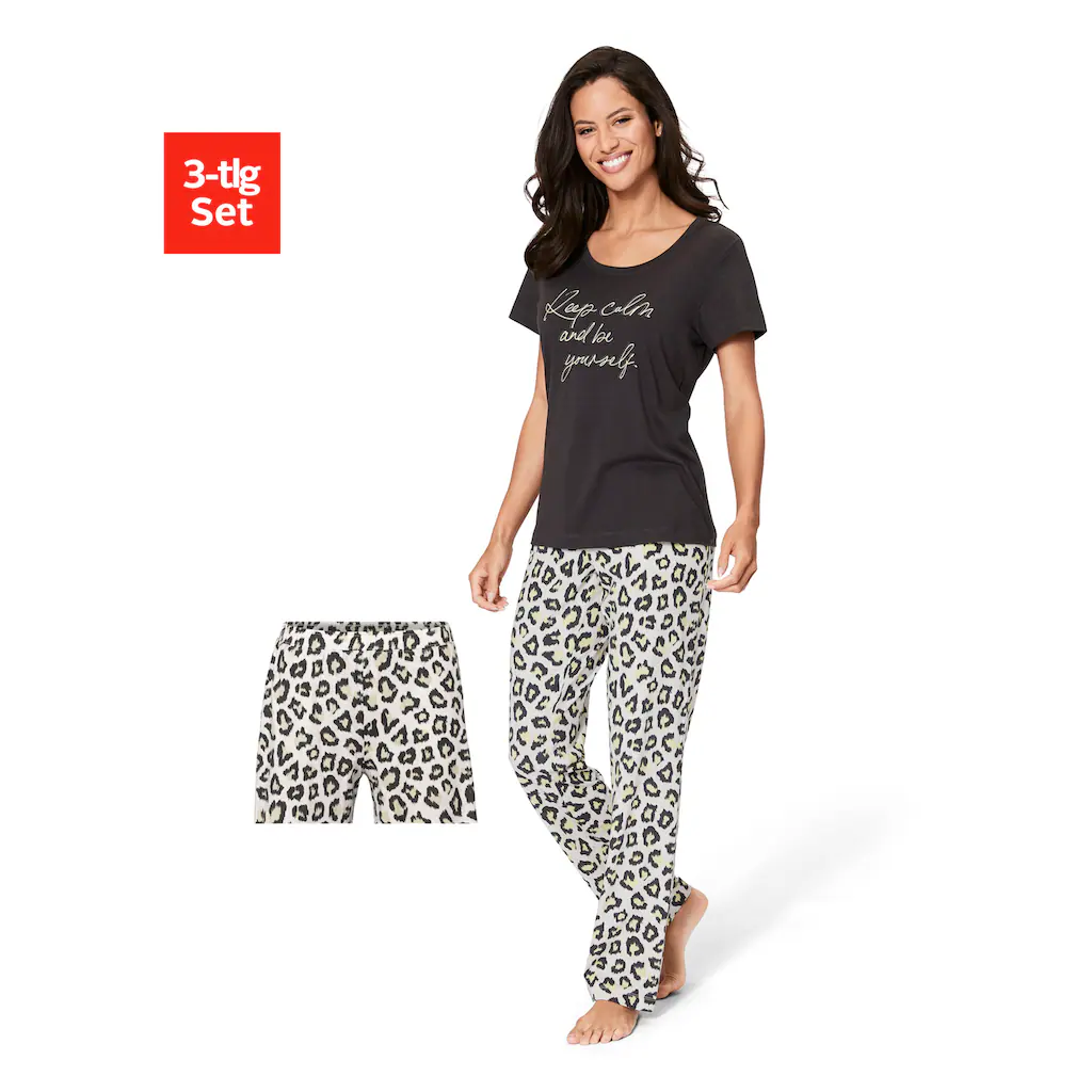 Vivance Dreams Pyjama (Packung 3 teilig) mit Leo-Print