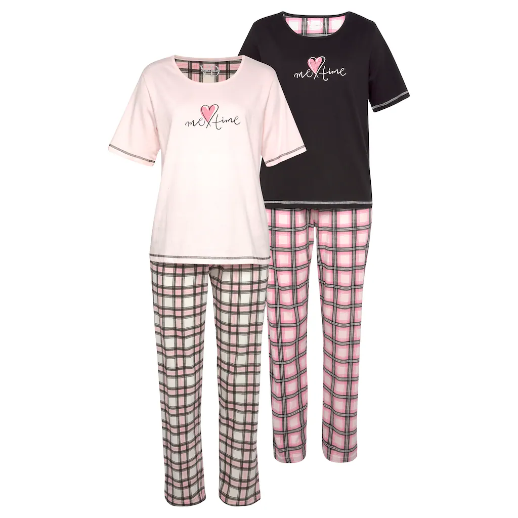 Vivance Dreams Pyjama (Packung 4 Tlg. 2 Stück) Im Doppelpack Mit Karomuster