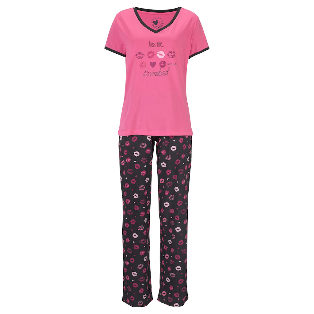 Vivance Dreams Pyjama (Set 3 Teilig) Mit Kussmund-Print