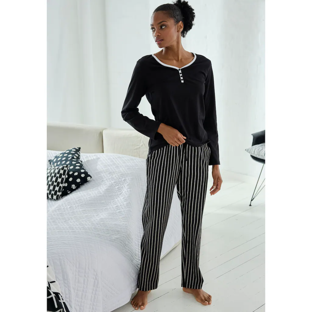 Vivance Dreams Pyjamaoberteil Mit Paspel Und Kurzer Zier-Knopfleiste Bestellen