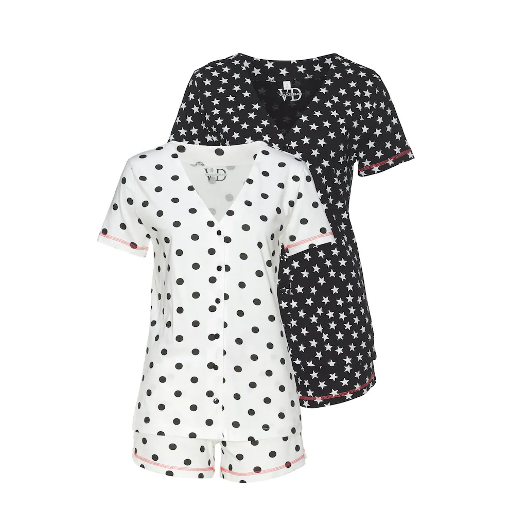 Vivance Dreams Shorty (4 Tlg. 2 Stück) Mit Großen Punkten Und Sternen ▷ Für